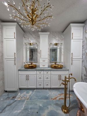 Wallpaper installation detail in a finished space