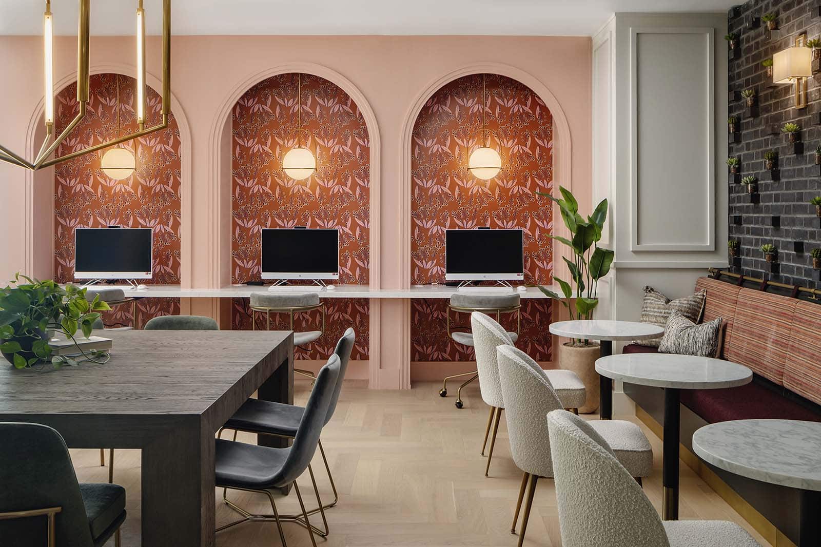 Interior with decorative designer wallcovering