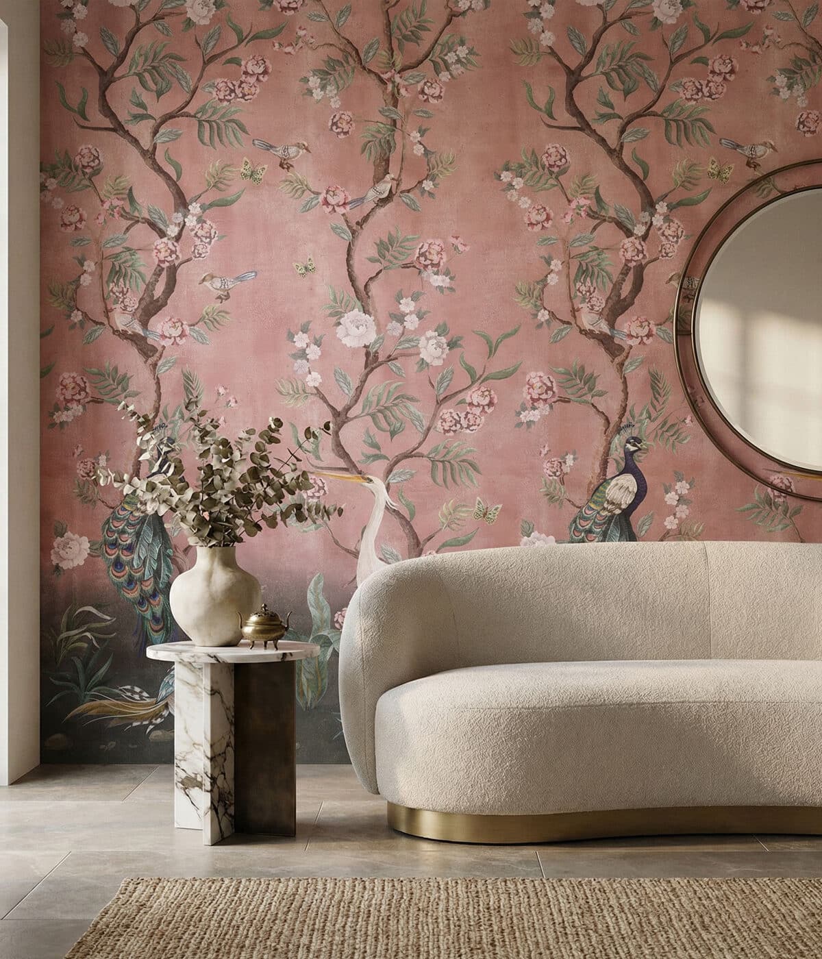 Elegant completed wallpaper installation